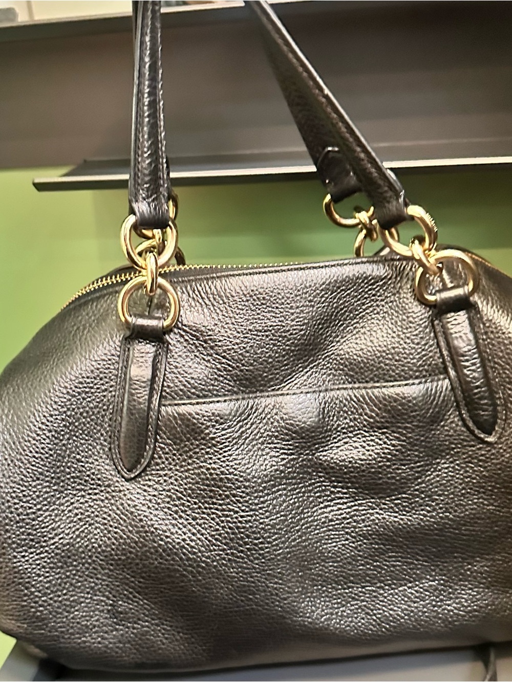 Coach Black Pebbled Leather Tote with Gold Hardware & Bow Charm - Picture 3 of 3